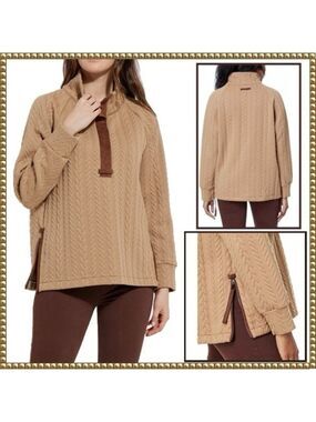 Lysse Iris Quilted Tan Long Sleeve Top Small